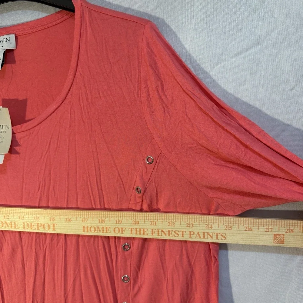 carmen marc valvo Tunic Studded Blouse Pink 3X Rayon NEW Summer Top Comfort Soft - Picture 7 of 8